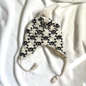 Stylish Cream and Black Pom-Pom Beanie